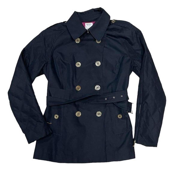 Nautica Belted Classic Trench Short Pea Coat Jacket (size L) - Picture 1 of 8